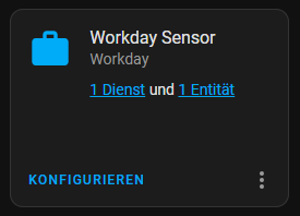 Workday Sensor Home Assistant im nachgang ändern, Individualisiern, Konfiguration